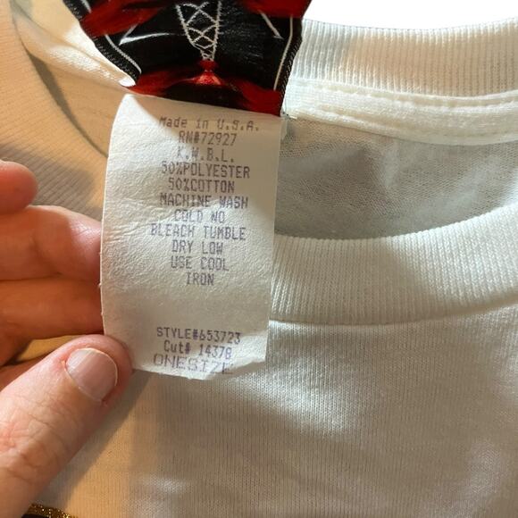 K.W.B.L. Los Angeles White Embellished Novelty T-Shirt One Size Hand Painted - Picture 8 of 9